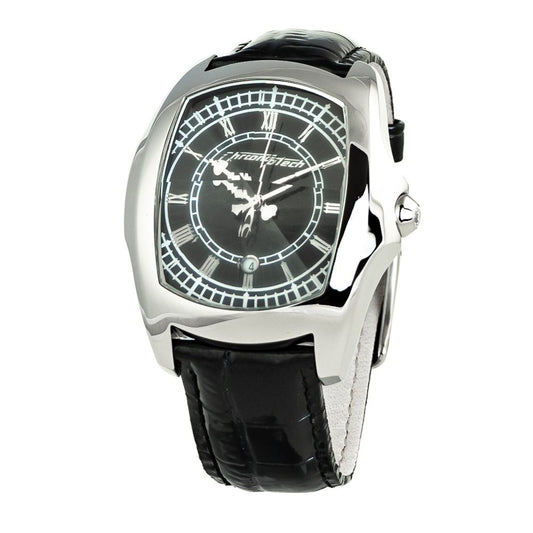 Montre Chronotech en cuir noir