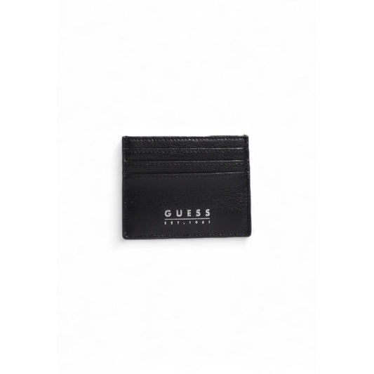 Porte-cartes en cuir noir Guess