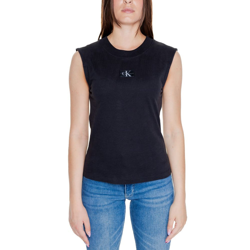 Calvin Klein Jeans Black Cotton T-Shirt WOVEN LABEL LOOSE J20J223560