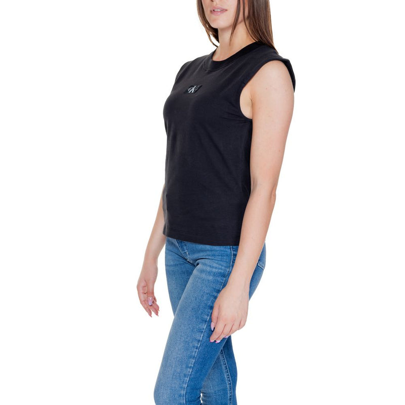 Calvin Klein Jeans Black Cotton T-Shirt WOVEN LABEL LOOSE J20J223560