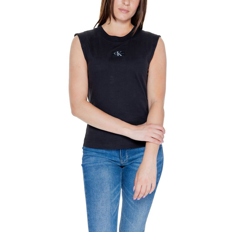 Calvin Klein Jeans Black Cotton T-Shirt WOVEN LABEL LOOSE J20J223560