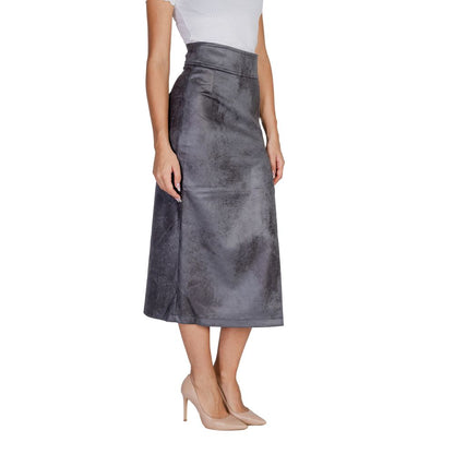Only Gray Artificial Leather Skirt