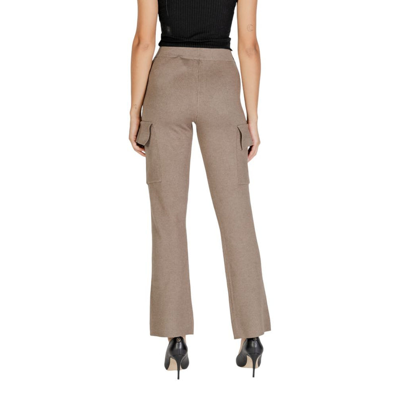 Vila Clothes VICASSIE Beige Viscose Cargo Knit Pants