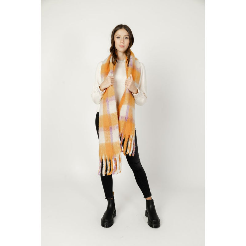 Only ONLMIA Check Scarf - Chic Orange Accessory for Women