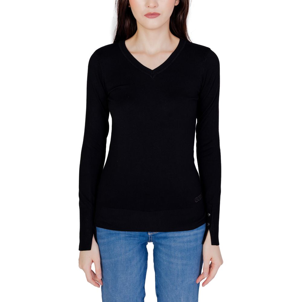Guess GENA VN LS Women's Black Cotton Sportswear Sweater