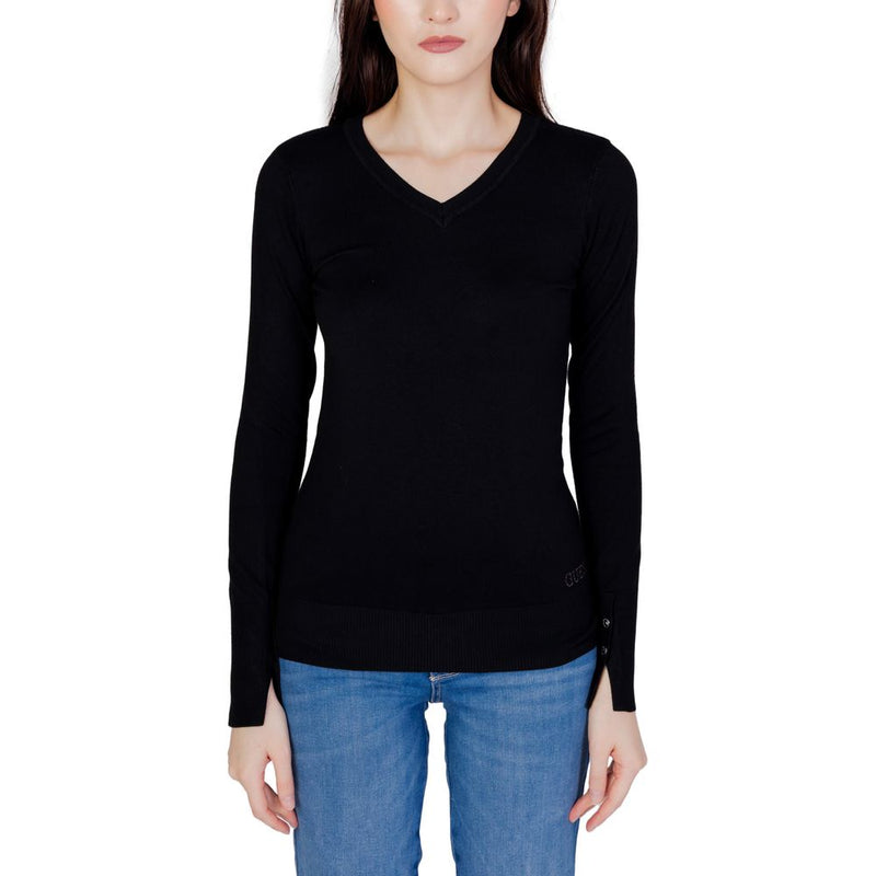 Guess GENA VN LS Women's Black Cotton Sportswear Sweater
