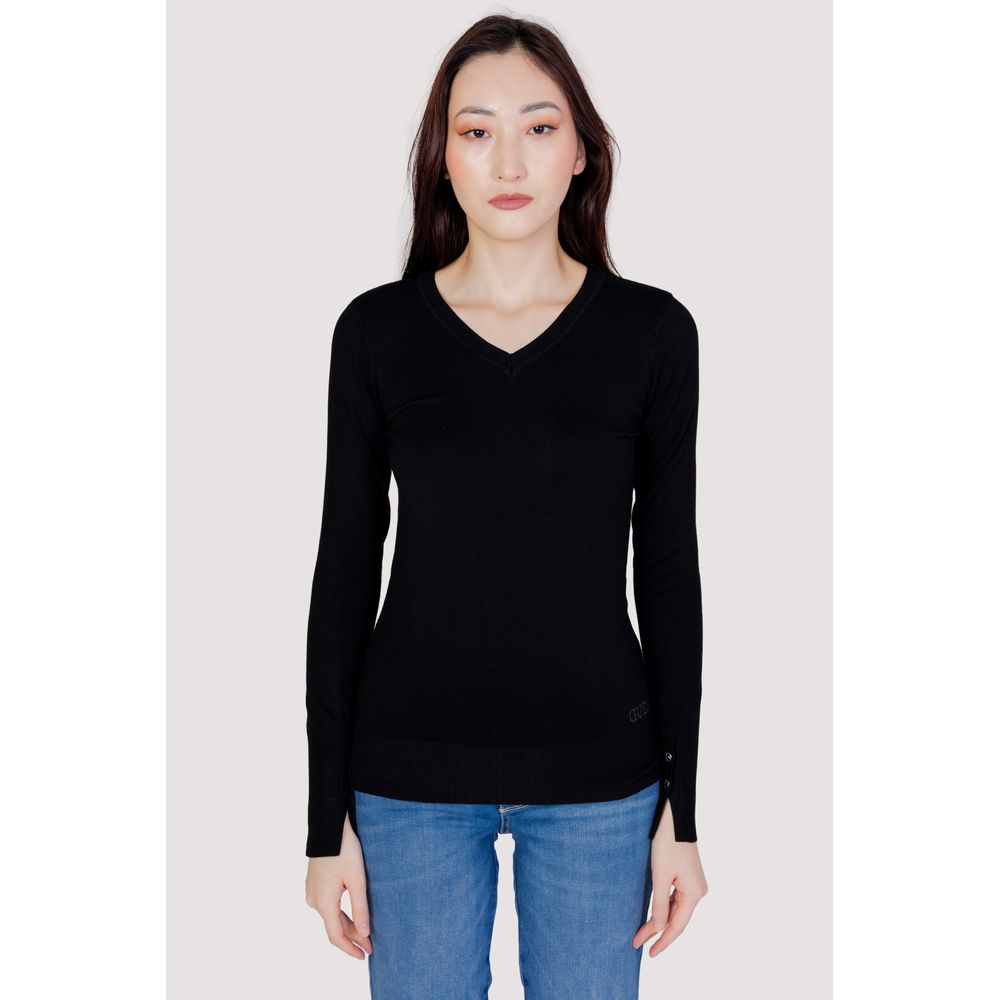 Guess GENA VN LS Women's Black Cotton Sportswear Sweater