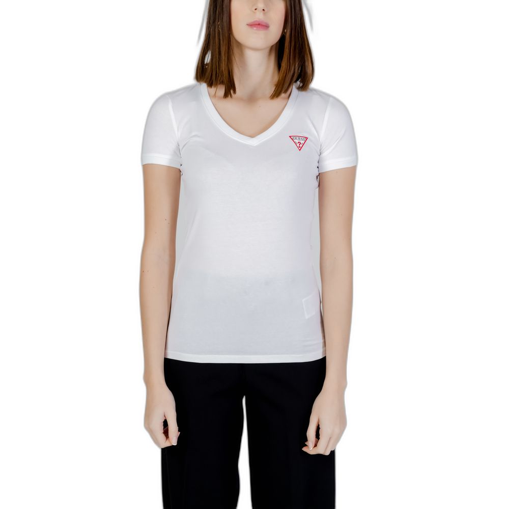 Guess White VN MINI TRIANGLE Women's Cotton T-Shirt