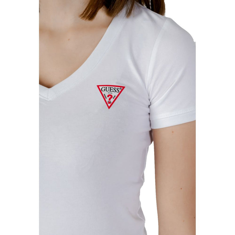Guess White VN MINI TRIANGLE Women's Cotton T-Shirt
