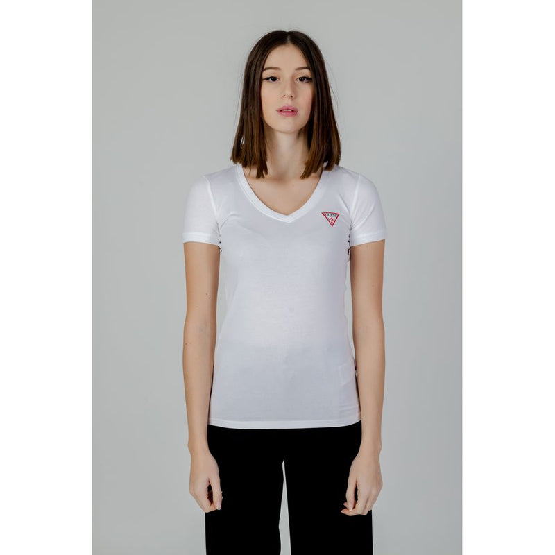 Guess White VN MINI TRIANGLE Women's Cotton T-Shirt