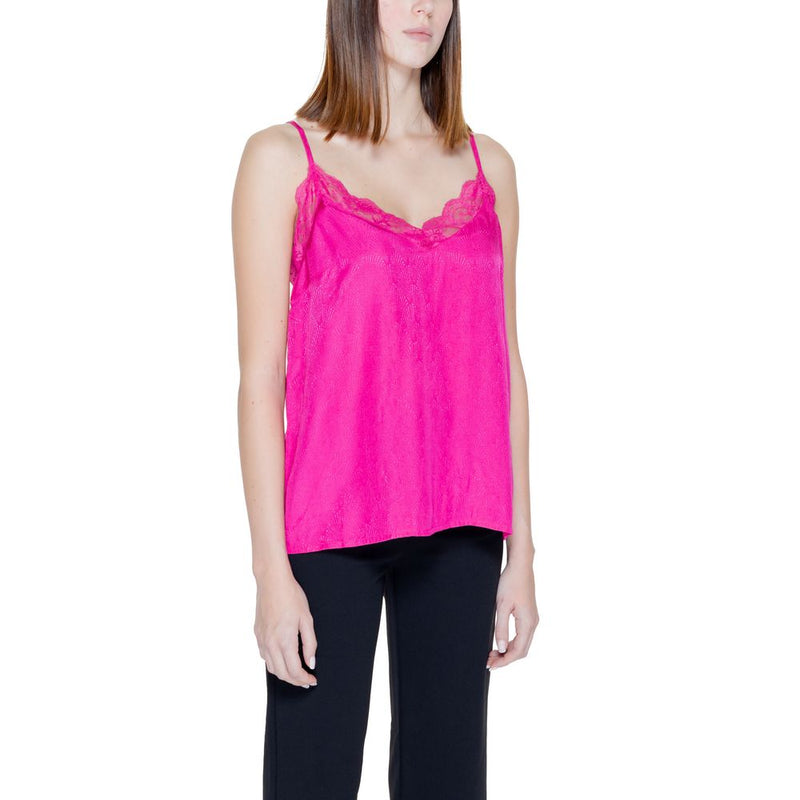 Vila Clothes VIMIRINA Jacquard Pink Viscose Tank Top