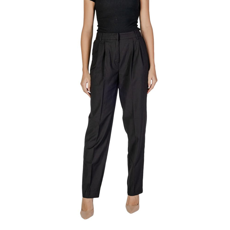 Vila Clothes VIRILEY LANYA Pantalon Taille Haute Noir Femme
