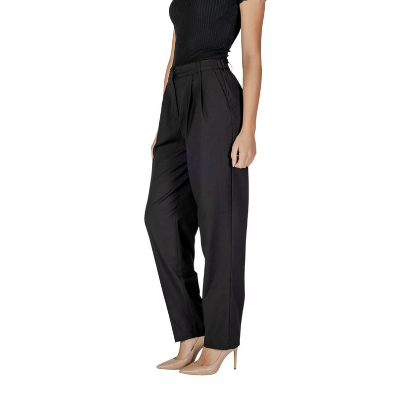Vila Clothes VIRILEY LANYA Pantalon Taille Haute Noir Femme