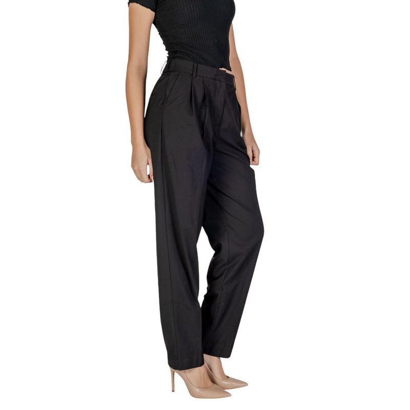 Vila Clothes VIRILEY LANYA Pantalon Taille Haute Noir Femme