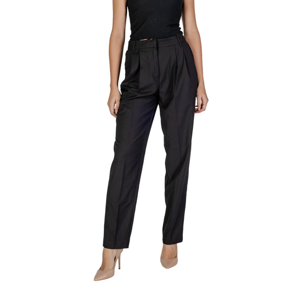 Vila Clothes VIRILEY LANYA Pantalon Taille Haute Noir Femme