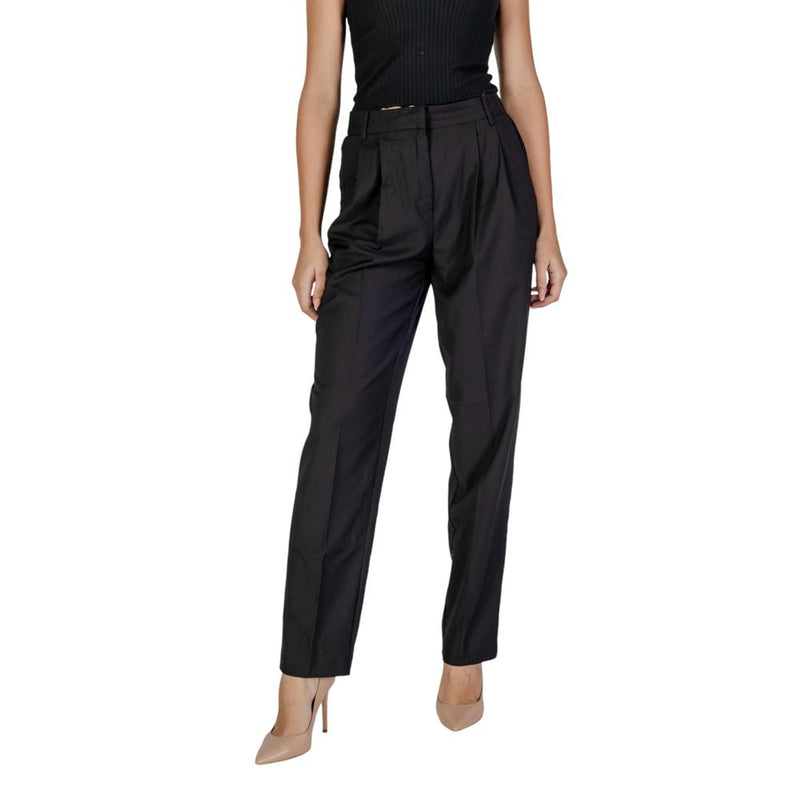 Vila Clothes VIRILEY LANYA Pantalon Taille Haute Noir Femme