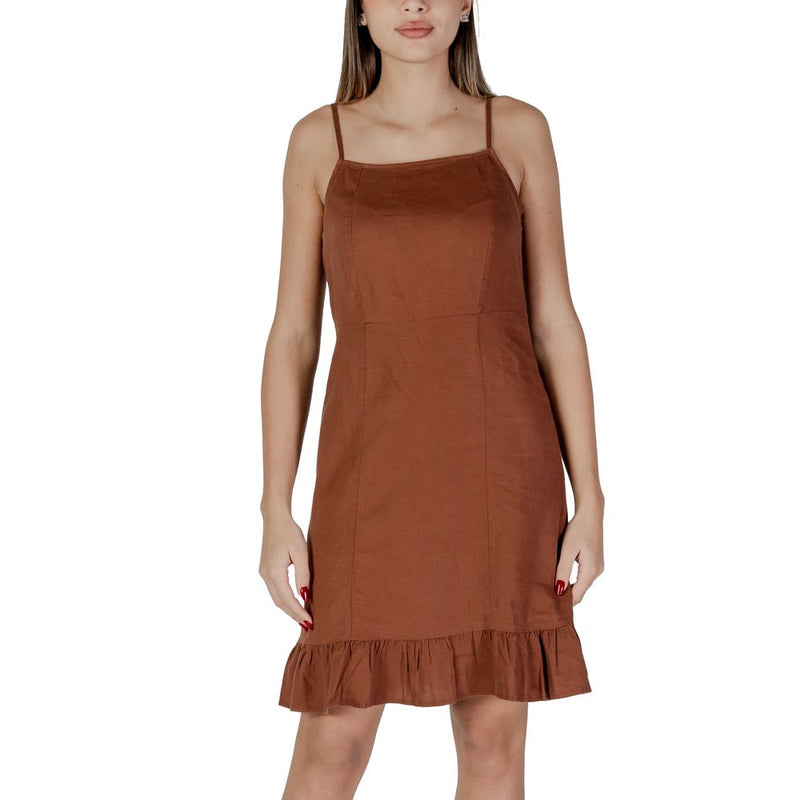 B.Young BYIMADRID Robe Midi en Lin Marron - Style Contemporain