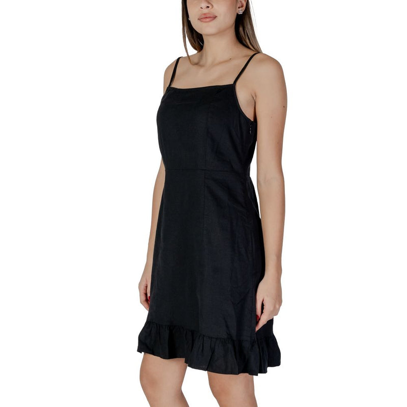 B.Young BYIMADRID Robe Midi Noire en Lin - Élégante et Polyvalente