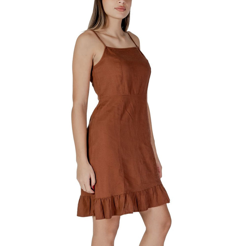 B.Young BYIMADRID Robe Midi en Lin Marron - Style Contemporain