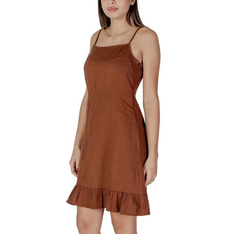 B.Young BYIMADRID Robe Midi en Lin Marron - Style Contemporain