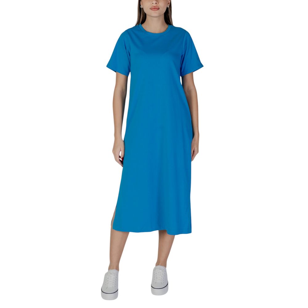 B.Young Blauwe Katoenen Midi Jurk