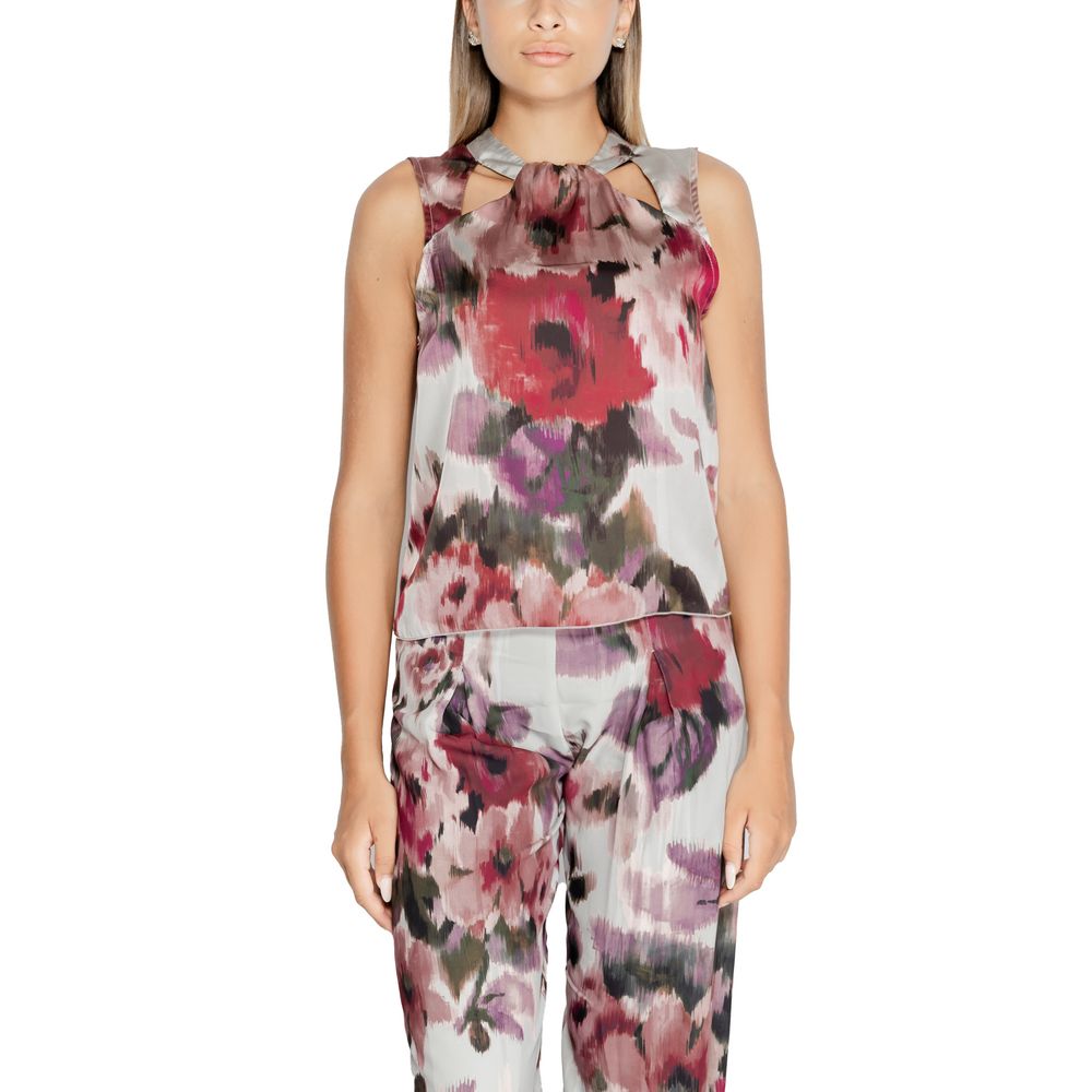 Rinascimento CFC0119901003 Top en Polyester Bordeaux - Design Floral Élégant