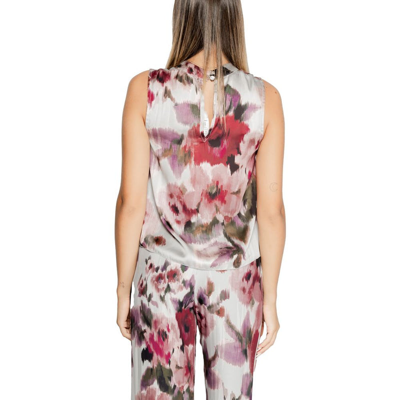 Rinascimento CFC0119901003 Bordeaux Polyester Tank Top - Elegant Floral Design