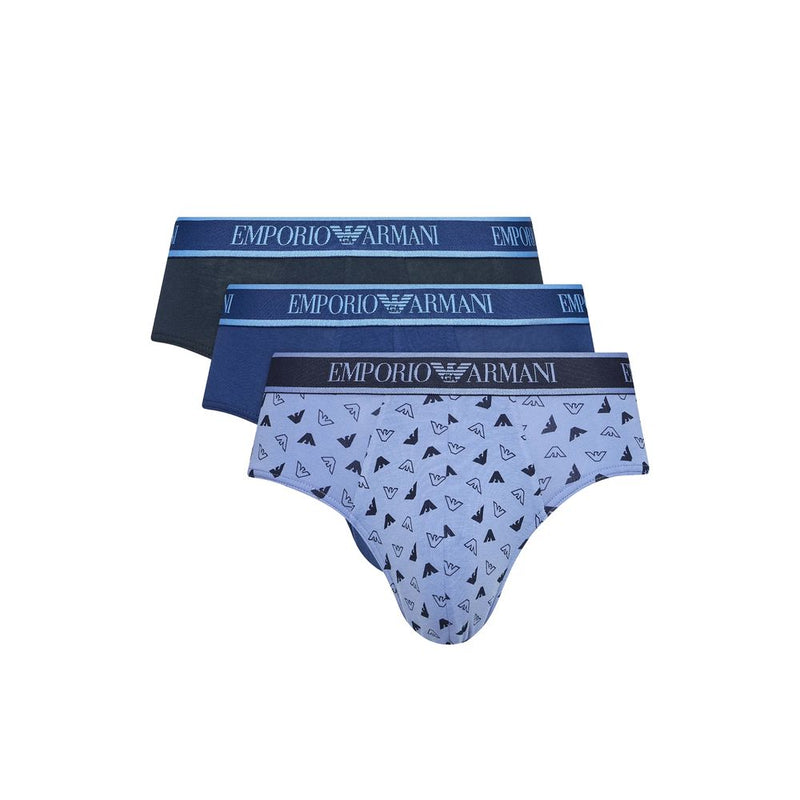 Emporio Armani Underwear Blue Cotton Briefs - Pack of 3