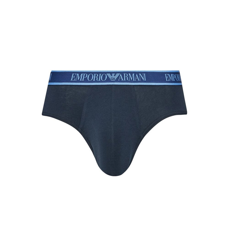 Emporio Armani Underwear Blue Cotton Briefs - Pack of 3