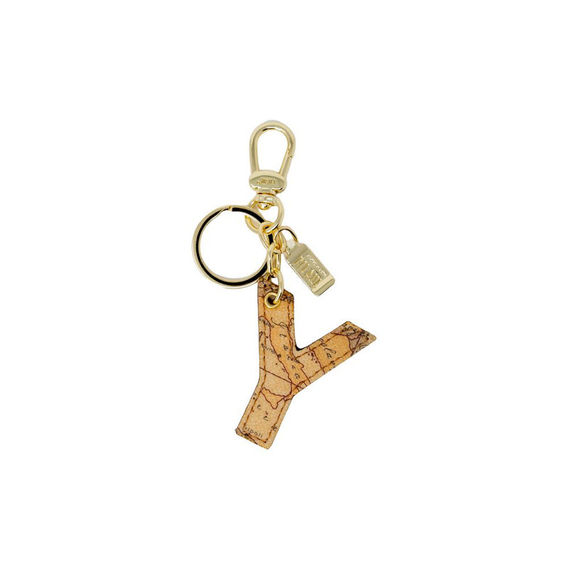 Alviero Martini Prima Classe Porte-Clés en Cuir Écologique Beige