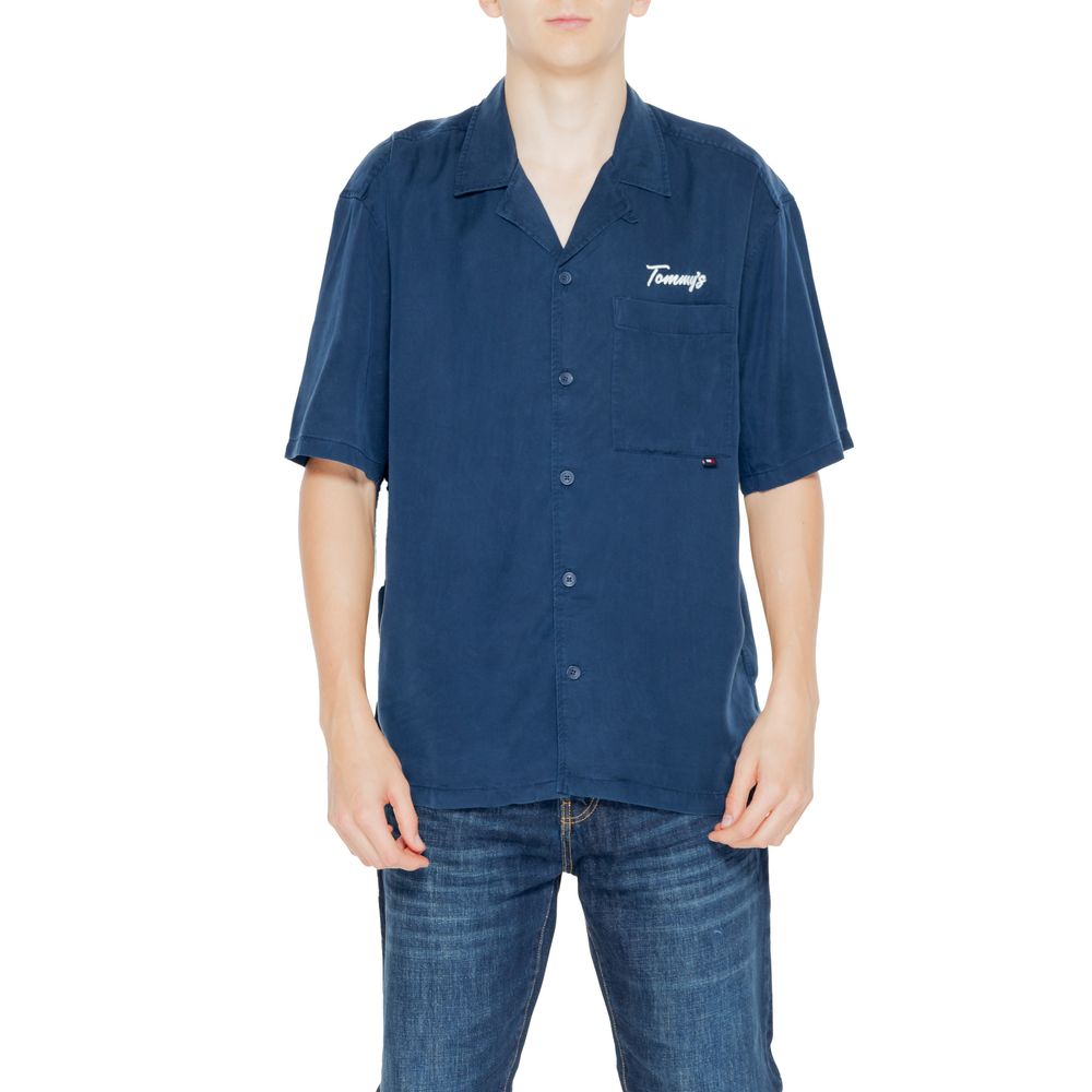 Short en lyocell bleu à manches courtes Tommy Hilfiger