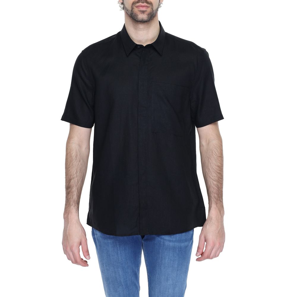 Antony Morato Zwarte Linnen Korte Mouw T-shirt
