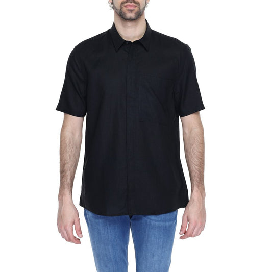 Antony Morato Zwarte Linnen Korte Mouw T-shirt