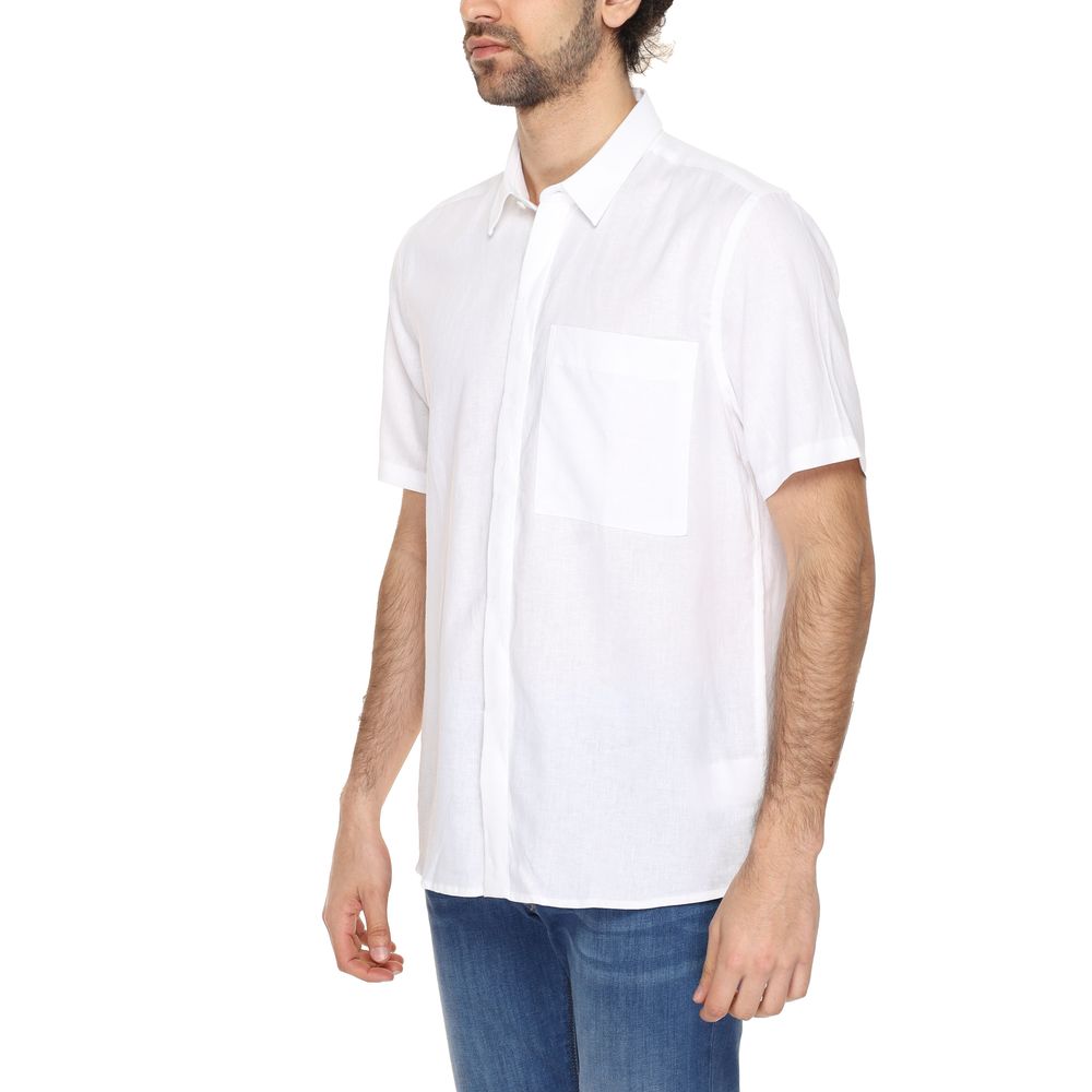 Antony Morato Chemise à Manches Courtes en Lin Blanc