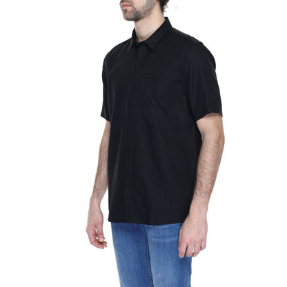 Antony Morato Zwarte Linnen Korte Mouw T-shirt
