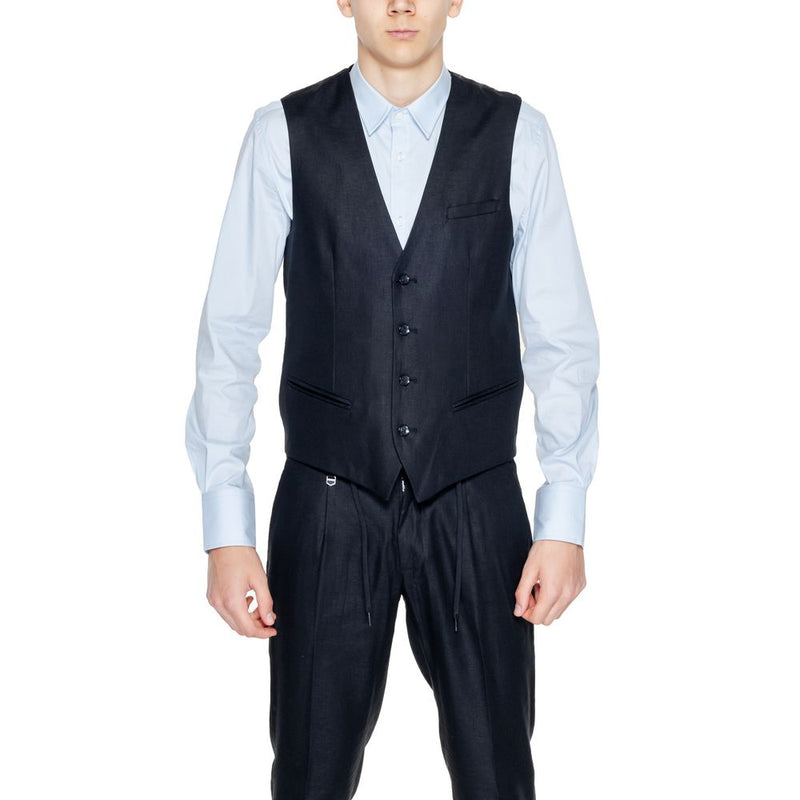 Antony Morato MMVE00094-FA800126 Gilet Noir en Lin - Slim Fit Élégant