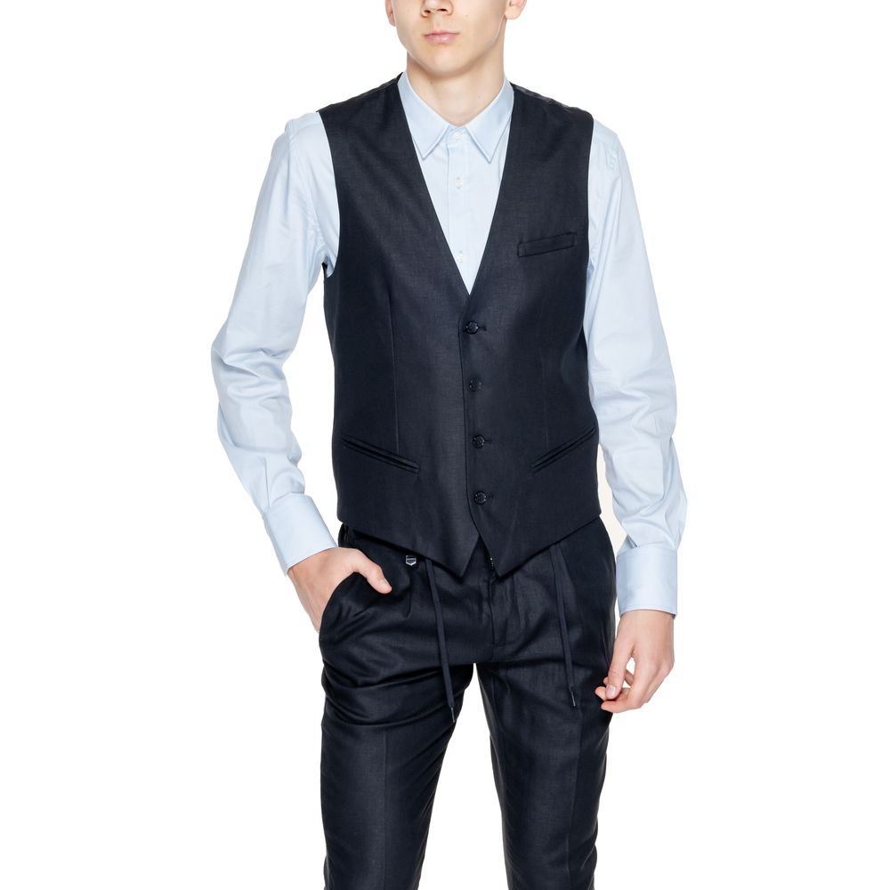Antony Morato MMVE00094-FA800126 Gilet Noir en Lin - Slim Fit Élégant
