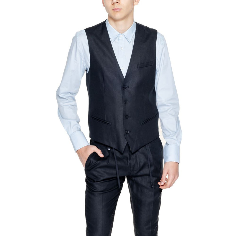 Antony Morato MMVE00094-FA800126 Gilet Noir en Lin - Slim Fit Élégant