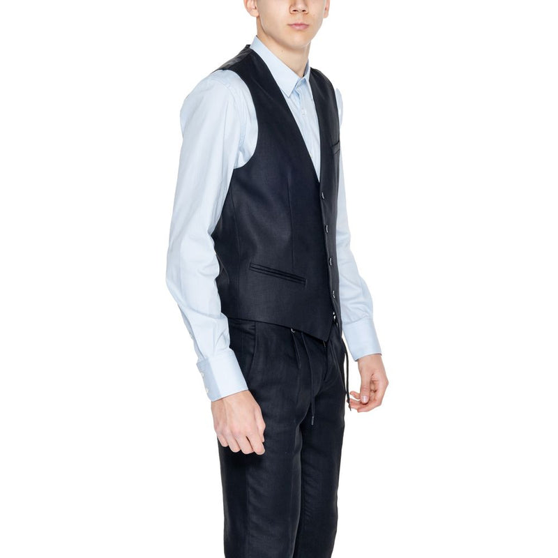 Antony Morato MMVE00094-FA800126 Gilet Noir en Lin - Slim Fit Élégant