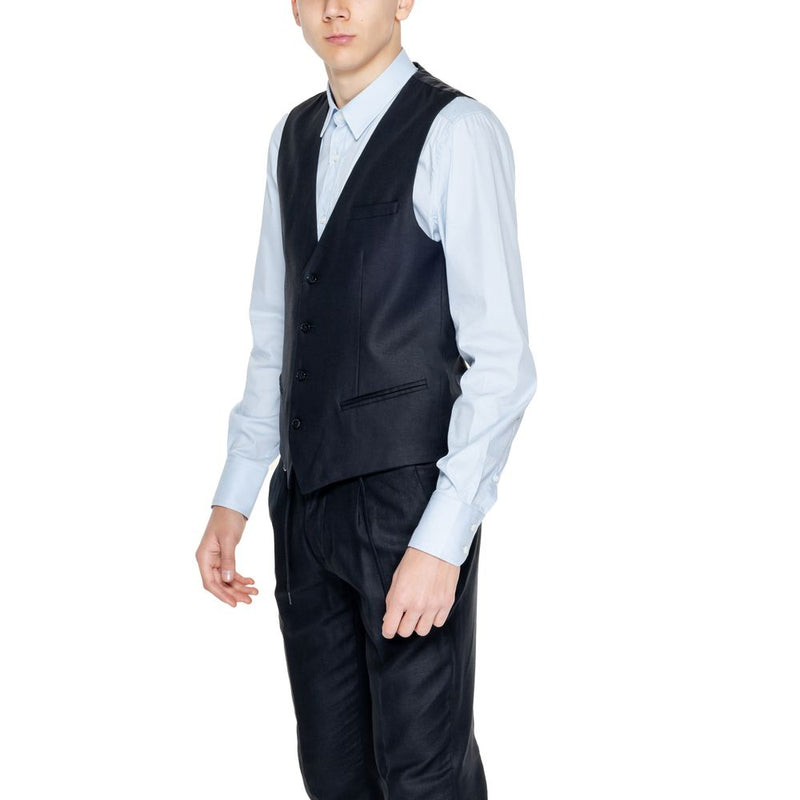 Antony Morato MMVE00094-FA800126 Gilet Noir en Lin - Slim Fit Élégant