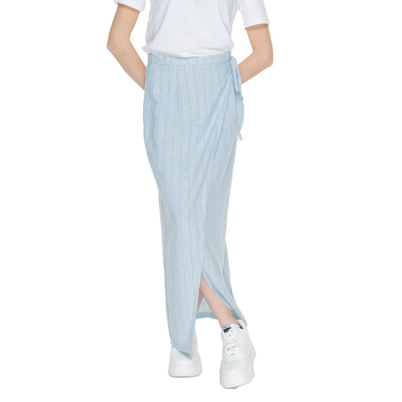 Vero Moda Vmmindy Hw Long Wrap Pin Linen Skirt - Light Blue