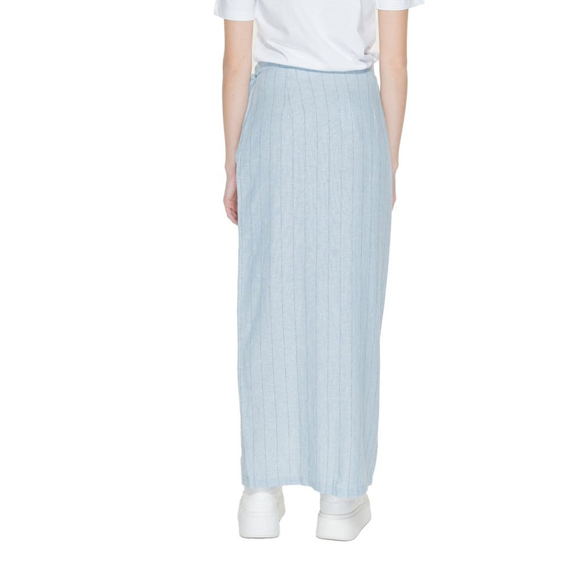 Vero Moda Vmmindy Hw Long Wrap Pin Linen Skirt - Light Blue