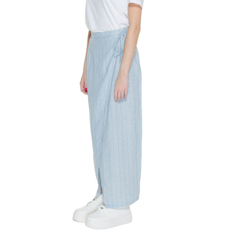 Vero Moda Vmmindy Hw Long Wrap Pin Linen Skirt - Light Blue