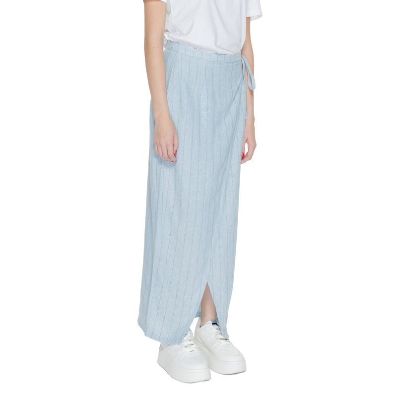 Vero Moda Vmmindy Hw Long Wrap Pin Linen Skirt - Light Blue
