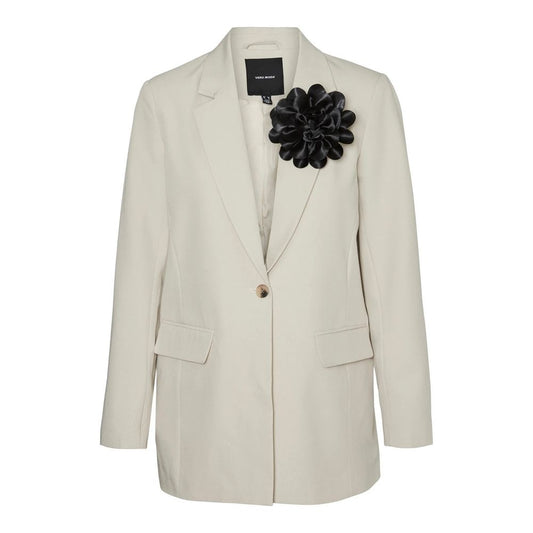 Vero Moda Vmtess Loose Flower Blazer - Élégance Beige en Polyester
