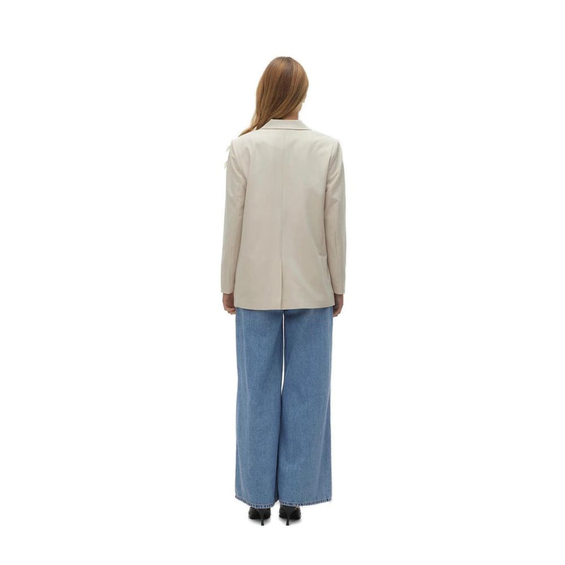 Vero Moda Vmtess Loose Flower Blazer - Beige Polyester Elegance