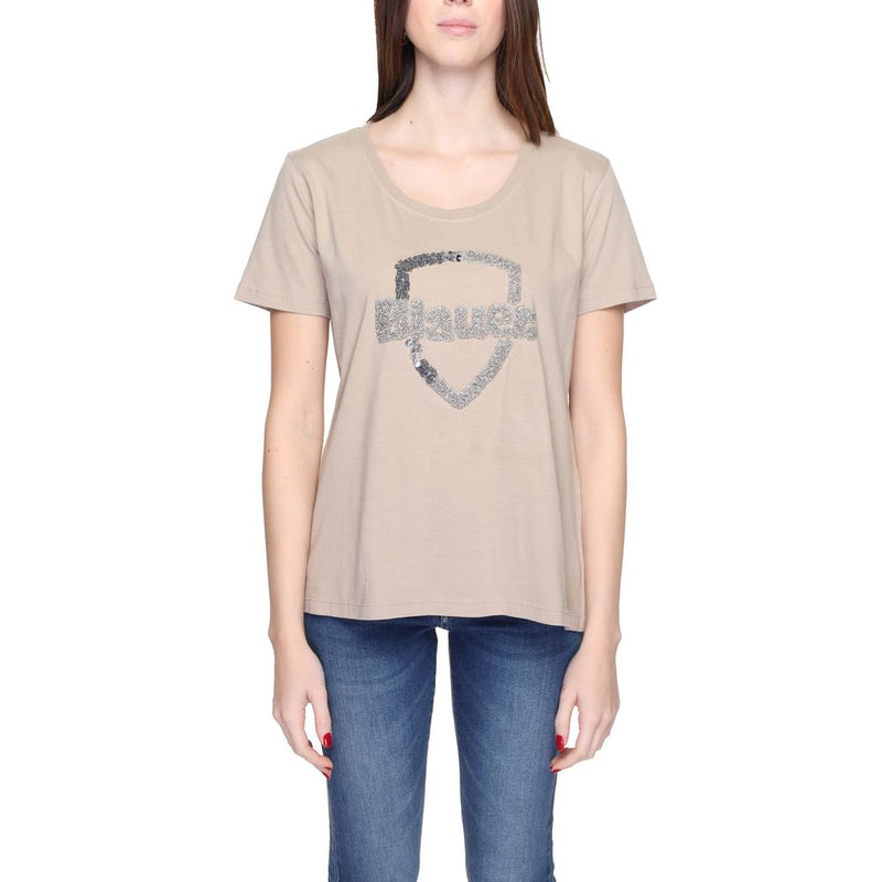 Blauer 24SBLDH02383 Beige Cotton T-Shirt for Women