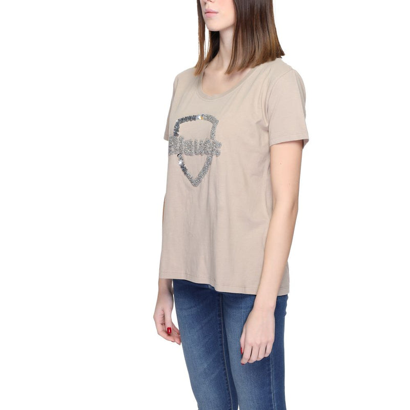 Blauer 24SBLDH02383 Beige Cotton T-Shirt for Women