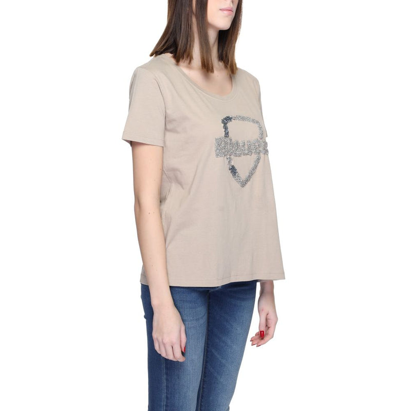 Blauer 24SBLDH02383 Beige Cotton T-Shirt for Women