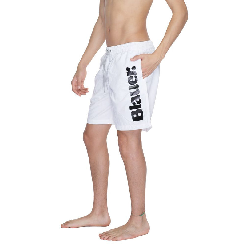 Blauer White Polyamide Swim Short - Style and Comfort for Summer